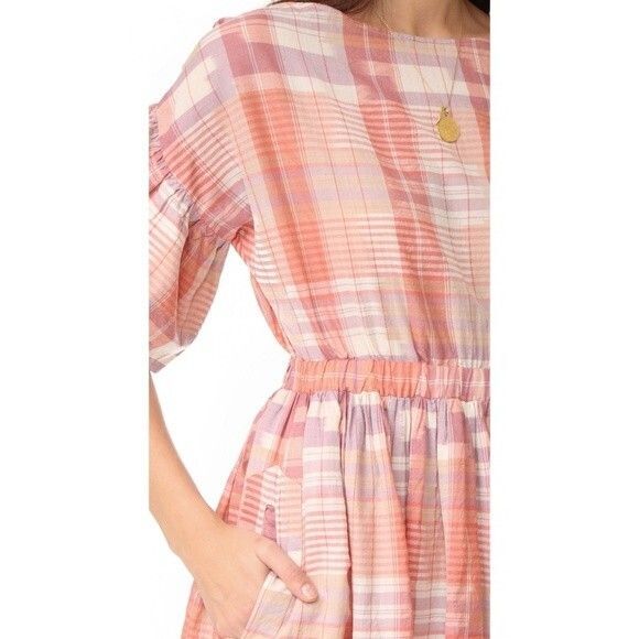 Ulla Johnson Neda Dress Women's 8 Midi Hand Loomed Cotton Pink  Rose Multicolor - Picture 7 of 12